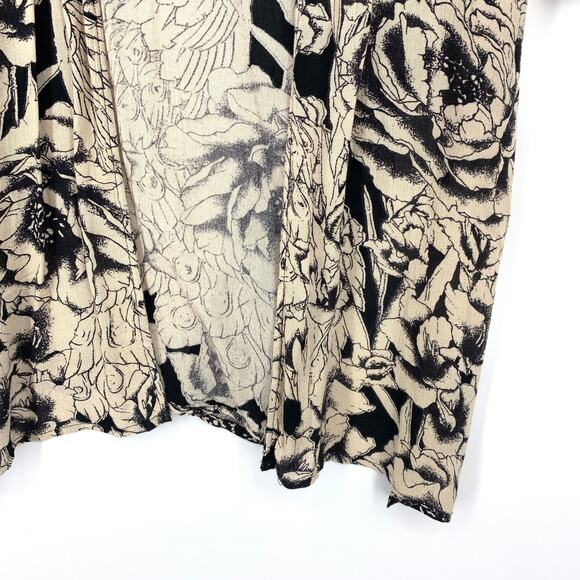 Billabong Kimono Open Front Womens Size S/M Black Cream Floral Print - Picture 5 of 6